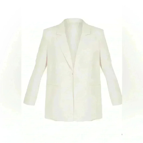 PrettyLittleThing Cream Oversized Dad Blazer Size 2 - Picture 1 of 13